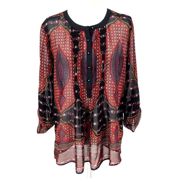 DANIEL RAINN Boho Paisley Print Peasant Blouse Sz S Long Sleeve Anthropologie - Picture 1 of 9
